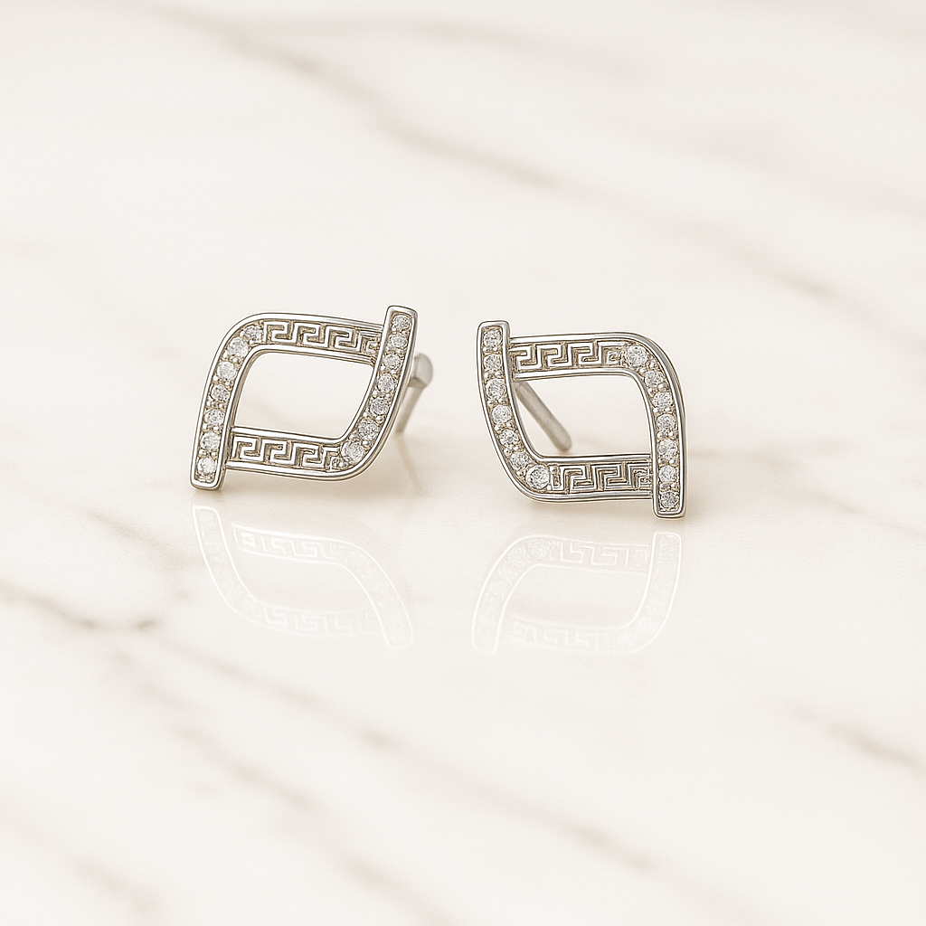 Athena Curve Studs - 925 Silver - AAA Zircons