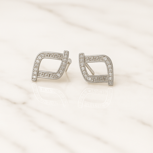 Athena Curve Studs - 925 Silver - AAA Zircons