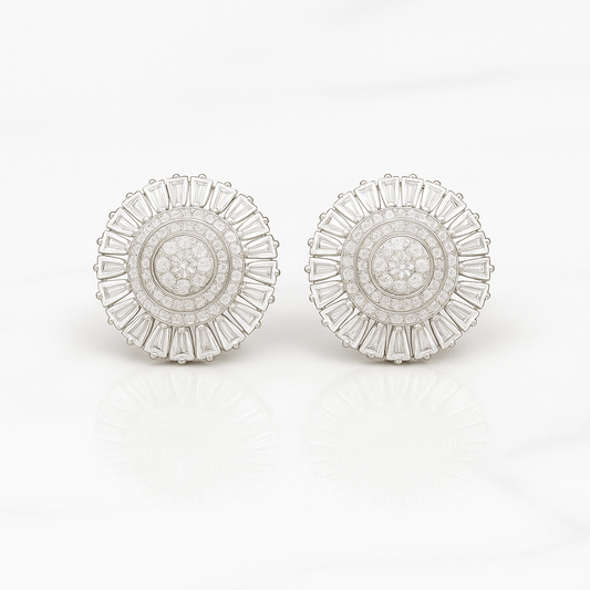 Radiant Sunburst Earrings- 925 Silver
