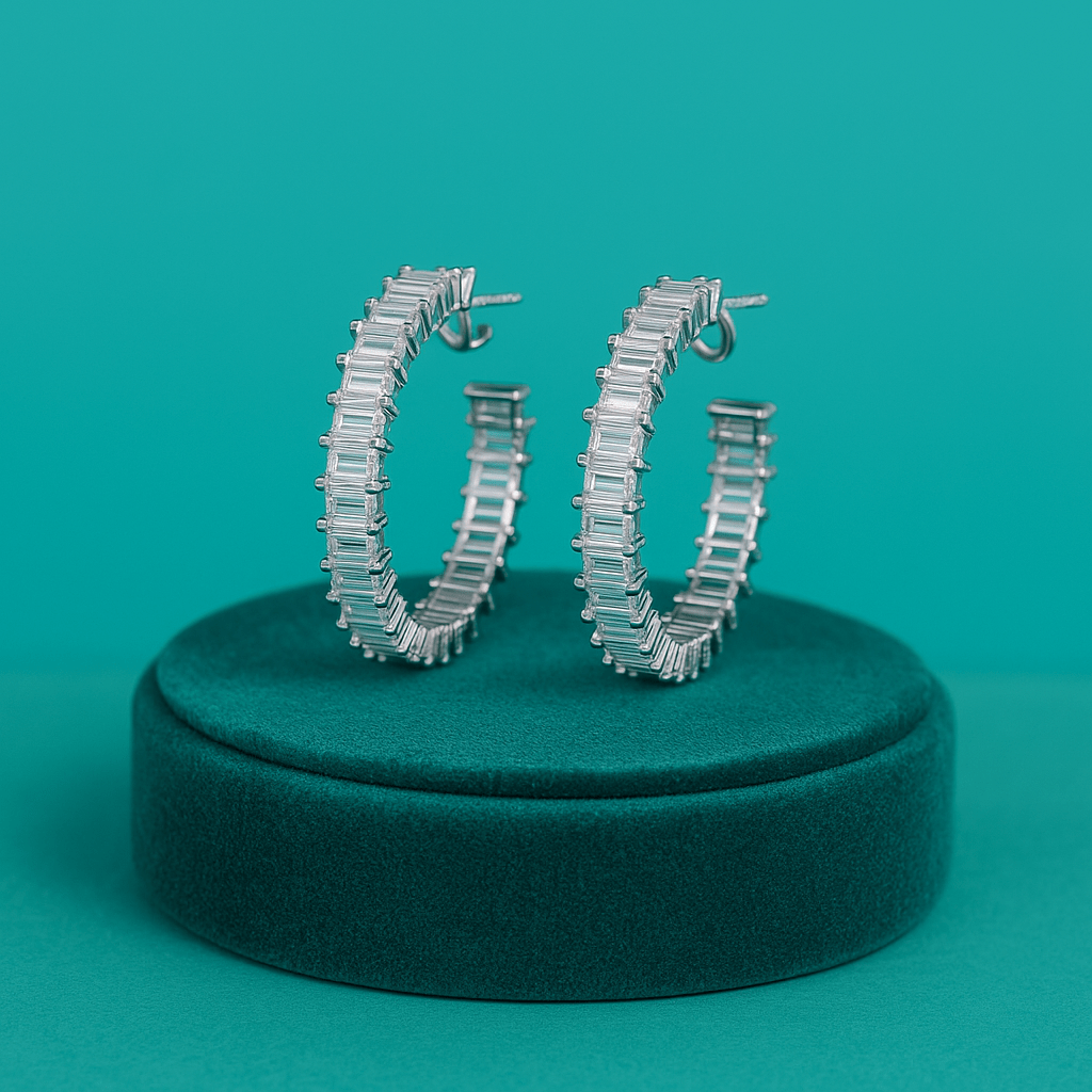 Celeste Pure Baguette Hoops - 925 Silver