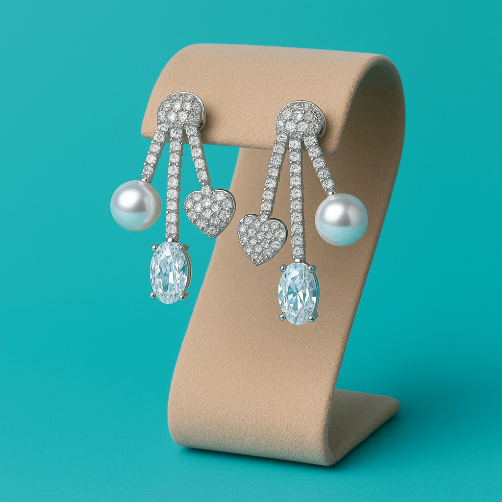 Luna Love Trio Drop Earrings – 925 Silver with AAA Zircons