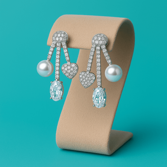 Luna Love Trio Drop Earrings – 925 Silver with AAA Zircons