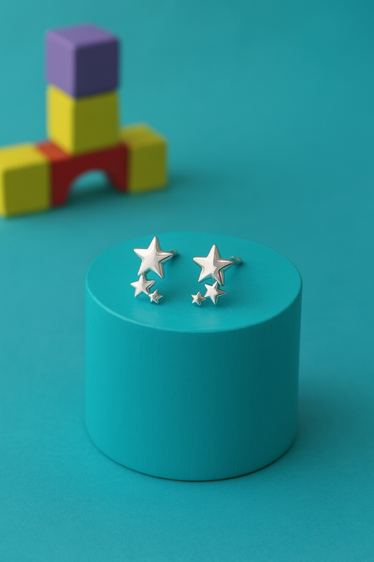 Kids Stars Earrings - 925 Sterling Silver