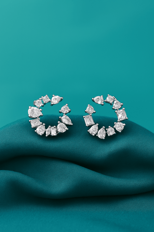 Celeste Cluster Circle Earrings – 925 Silver with AAA Zircons