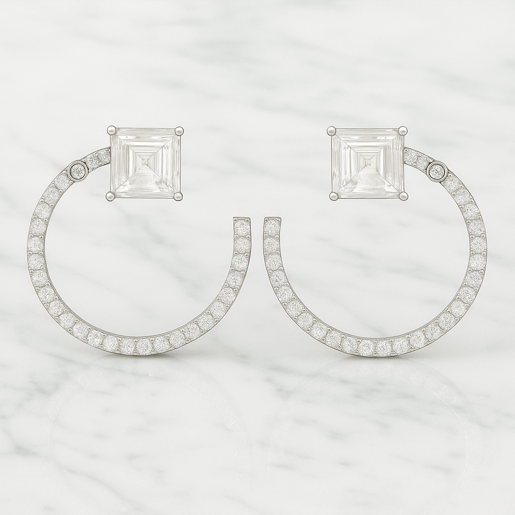 Aurora Halo Hoop Earrings – 925 Silver with AAA Zircons