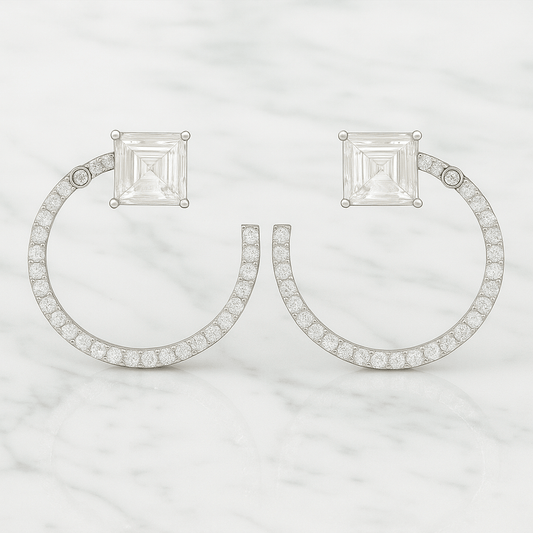 Aurora Halo Hoop Earrings – 925 Silver with AAA Zircons
