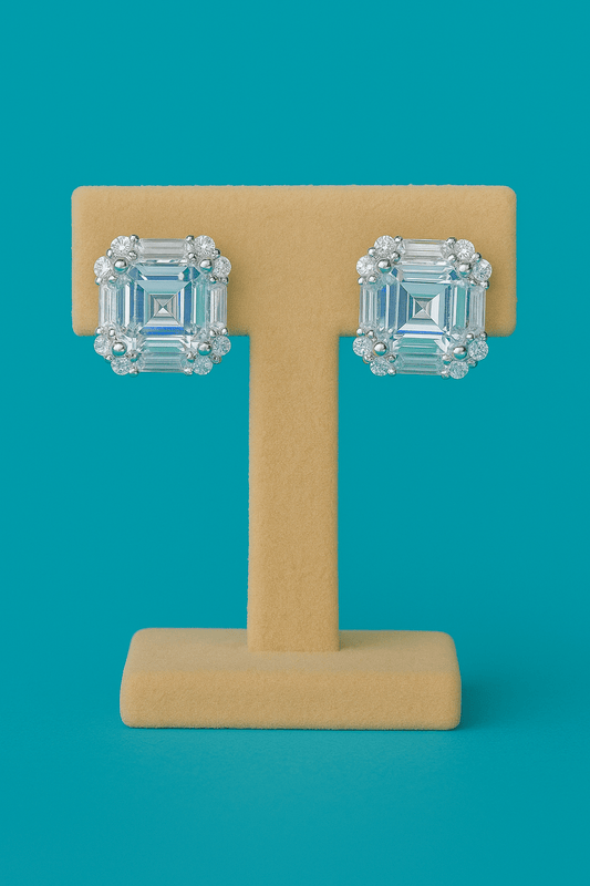 Emerald Edge Radiance Studs - 925 Silver - AAA Zircons