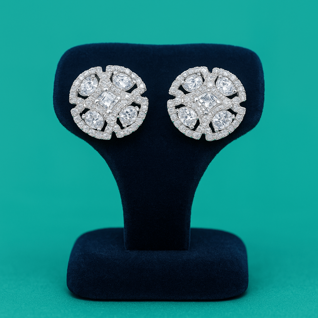 Regal Emblem Earrings – 925 Silver with AAA Zircons