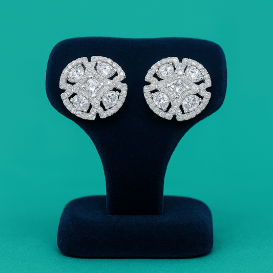Regal Emblem Earrings – 925 Silver with AAA Zircons