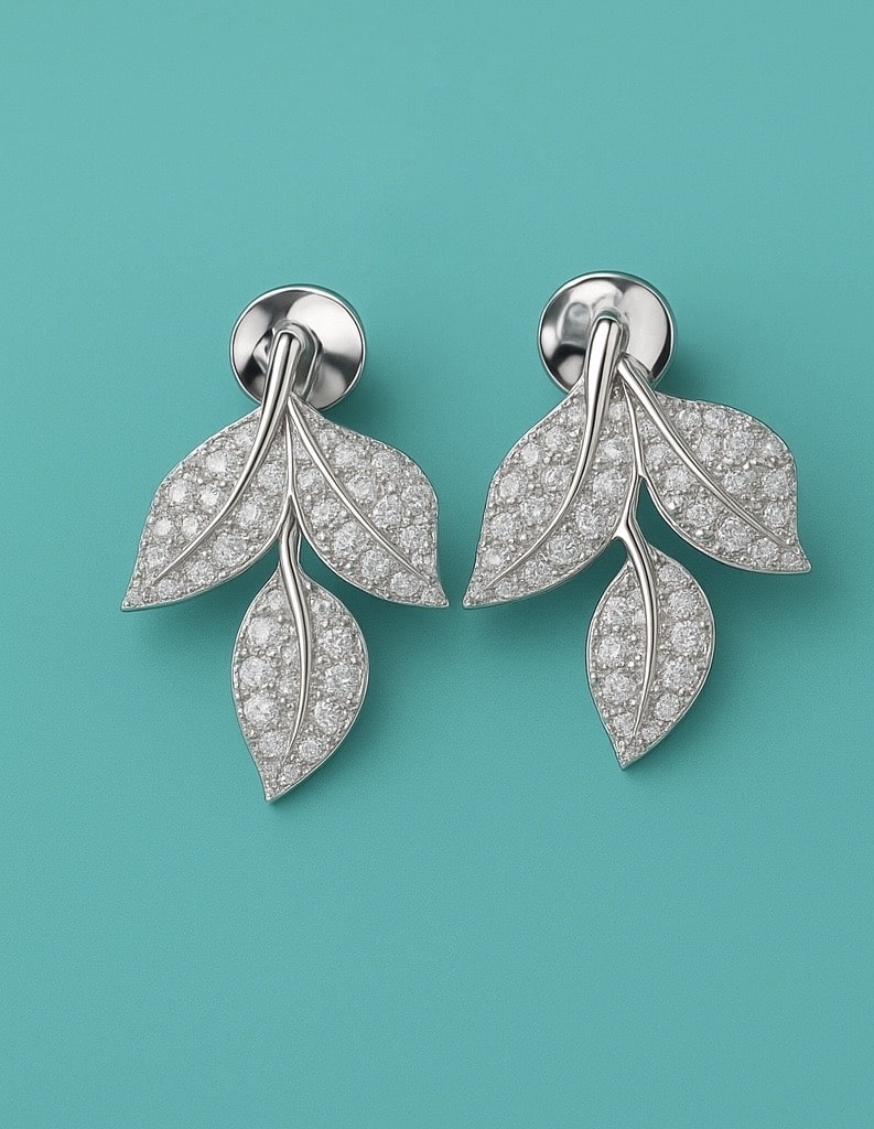 Celestial Leaffall Earrings – 925 Silver with AAA Zircons
