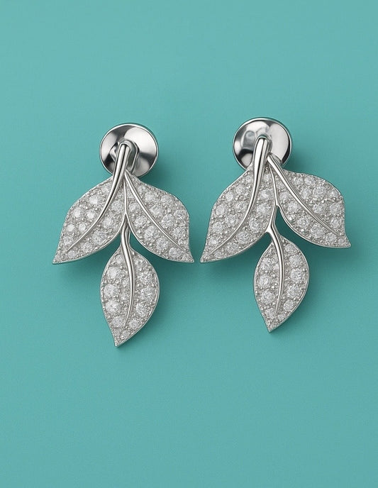 Celestial Leaffall Earrings – 925 Silver with AAA Zircons