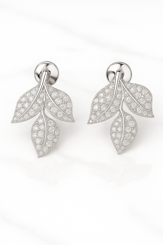 Celestial Leaffall Earrings – 925 Silver with AAA Zircons