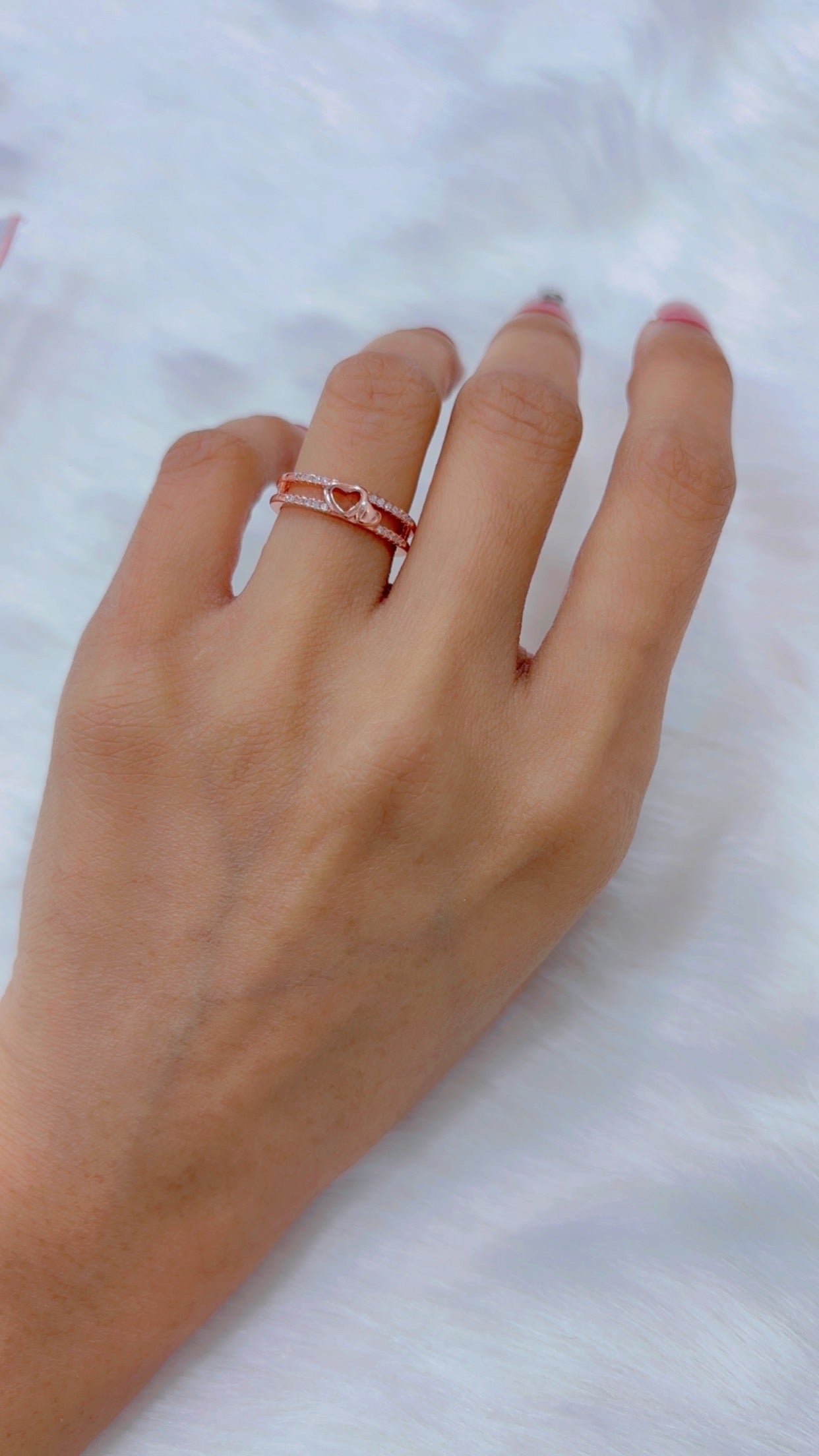 Duo-Layer Sparkle Heart Ring - made with 925 Silver