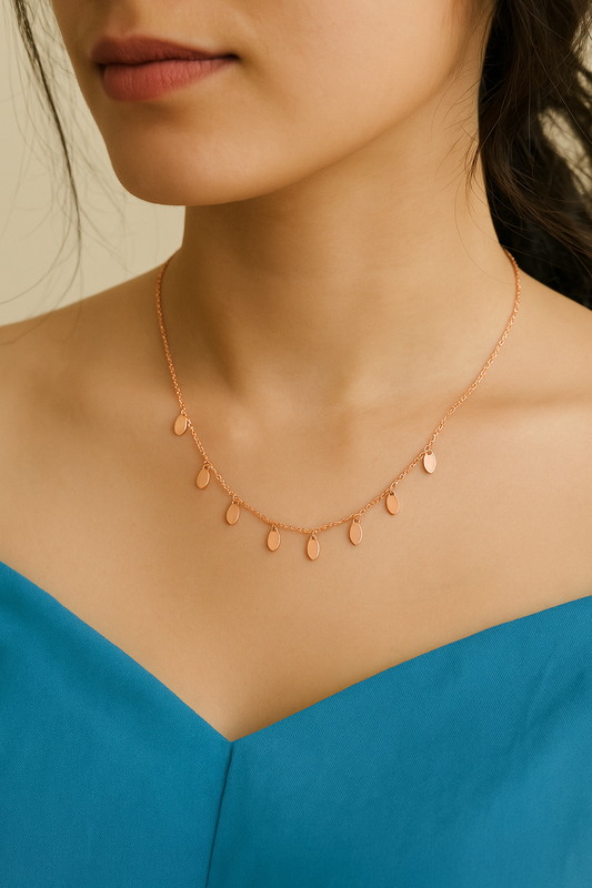 Rose Gold Dangling Charm Necklace - made with Pure 925 Silver