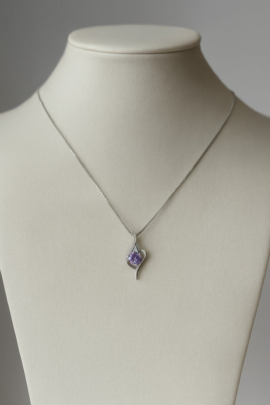 Amethyst Spark Flame Pendant – 925 Silver