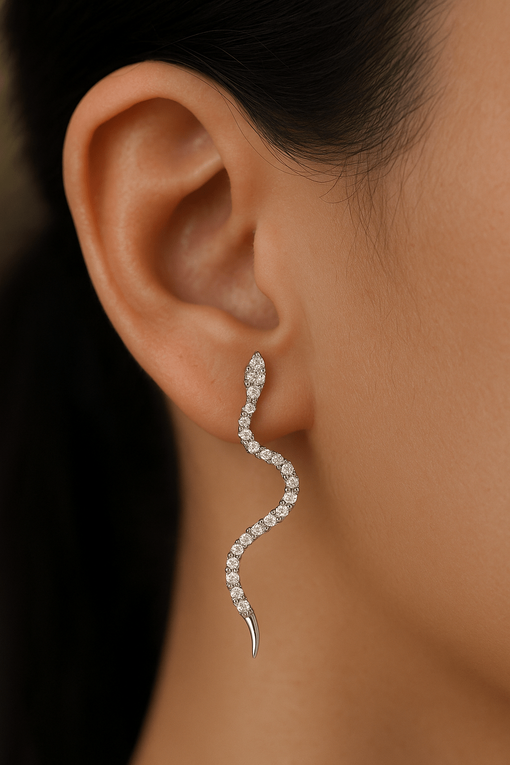 Sleek Serpent Earrings- 925 Silver
