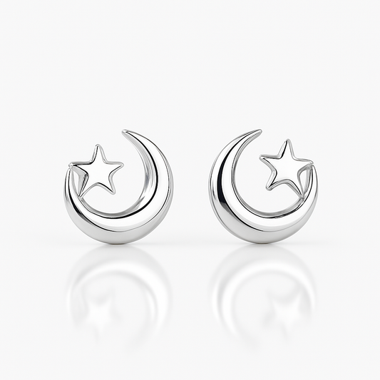 Kids Moon & Star Earrings - 925 Sterling Silver