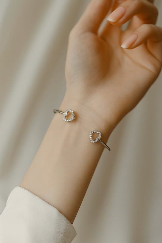 Heart-to-Heart Silver Kada - 925 Silver