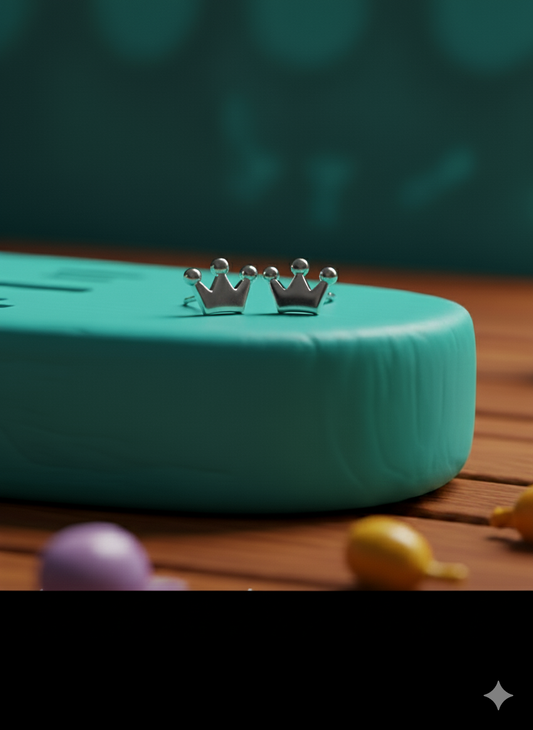 Kids Crown Earrings - 925 Sterling Silver