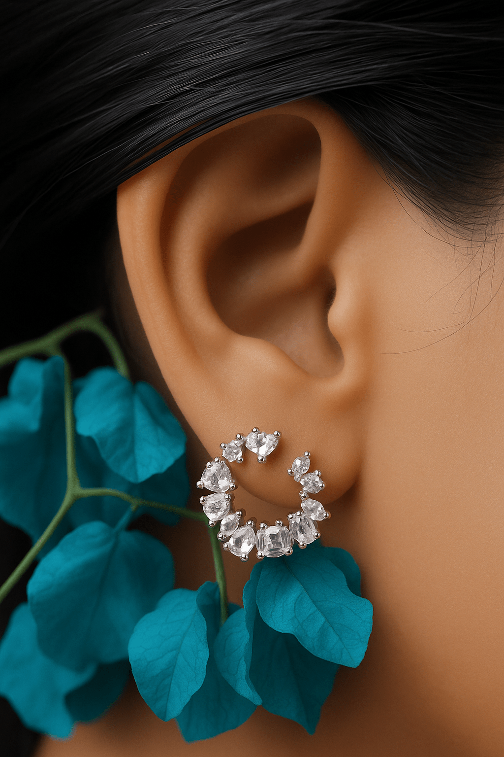 Celeste Cluster Circle Earrings – 925 Silver with AAA Zircons