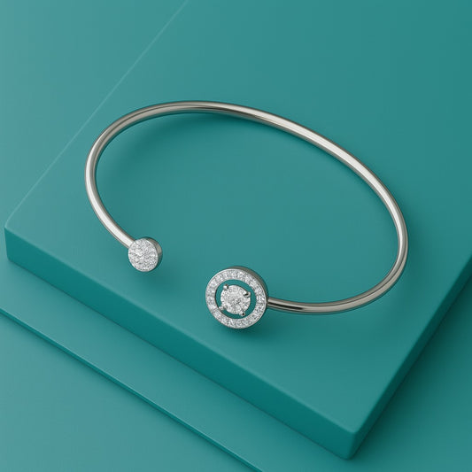 Cluster Sparkle Silver Cuff Bracelet - 925 Silver