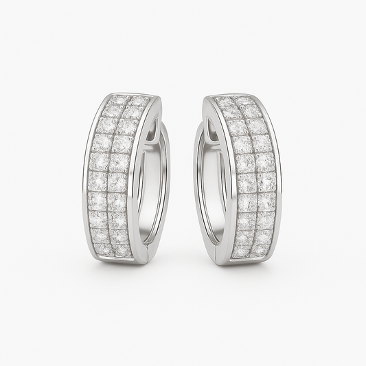 Classic Sparkle 925 Silver Hoop Earrings