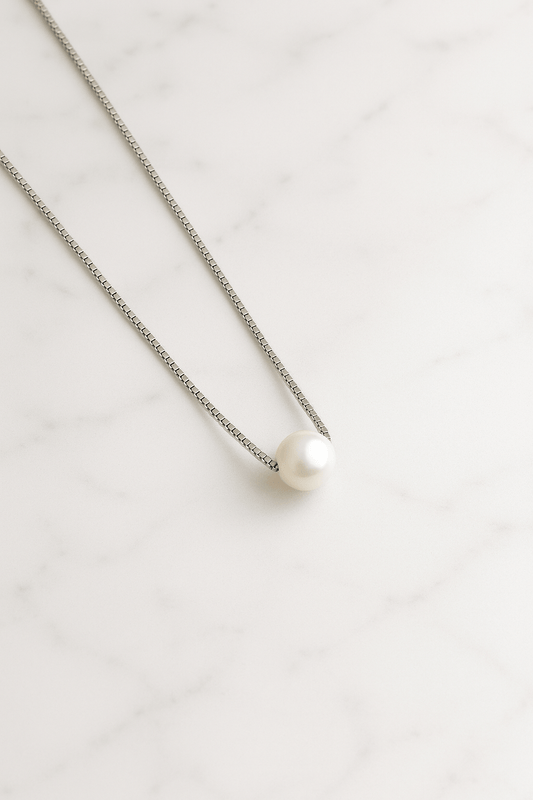 Solitaire Pearl Elegance Necklace – 925 Silver