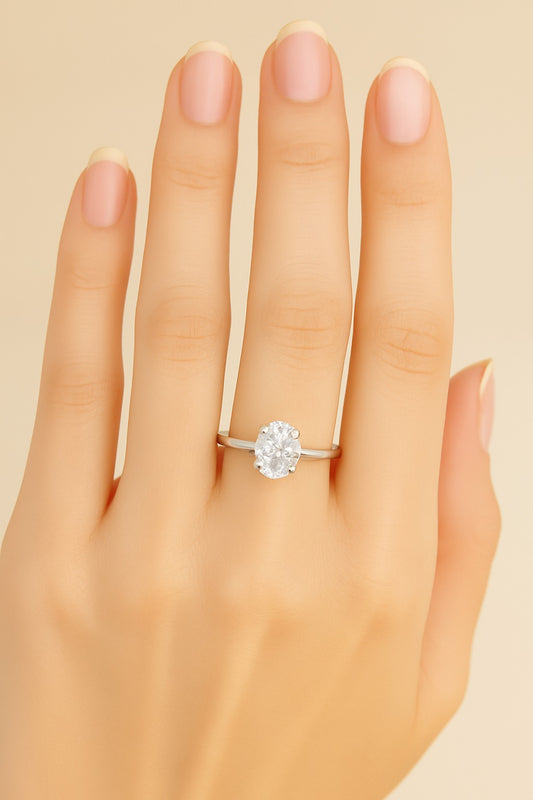 Tivara Oval Solitaire Adjustable Ring – 925 Silver