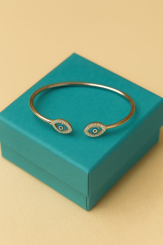Dual Marquise Solitaire Kada Bracelet- 925 Silver