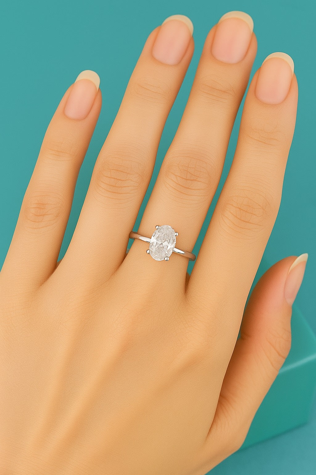 Tivara Oval Solitaire Adjustable Ring – 925 Silver