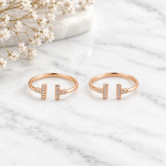 Double-Sided Sparkle Toe Ring - Rose gold - Made with 925 Silver