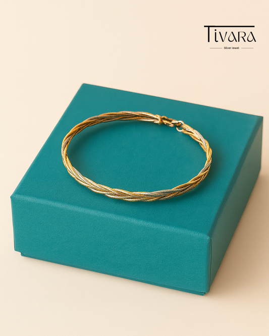Twisted Tricolor Bracelet in 925 Silver