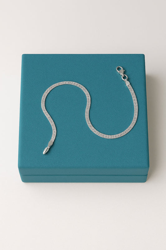 Flat Snake Anklet - Single- Made with Pure 925 Silver