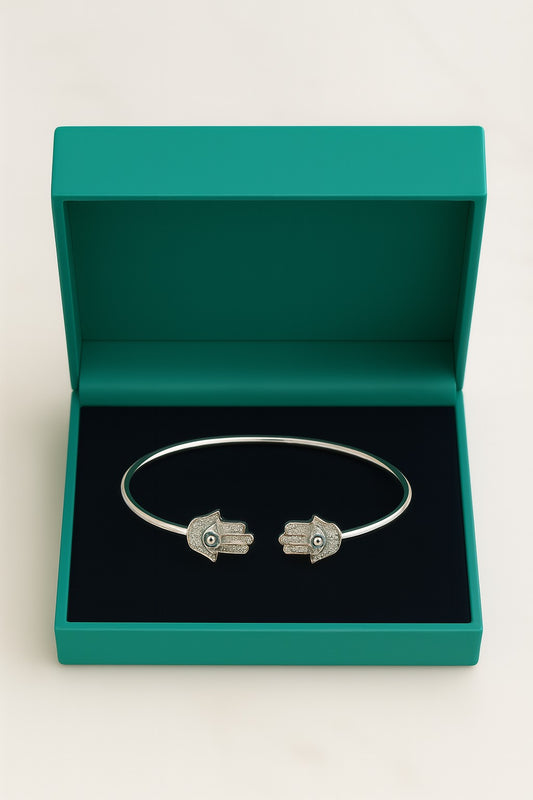 Hamsa Evil Eye Kada Bracelet- 925 Silver