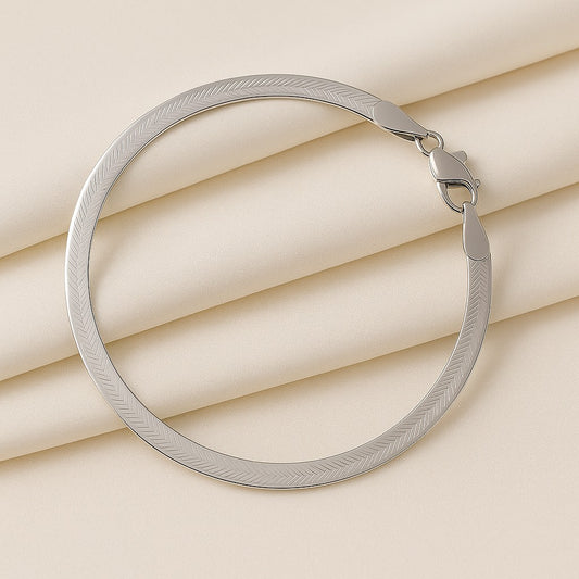 Flat Snake Anklet - Single- Made with Pure 925 Silver