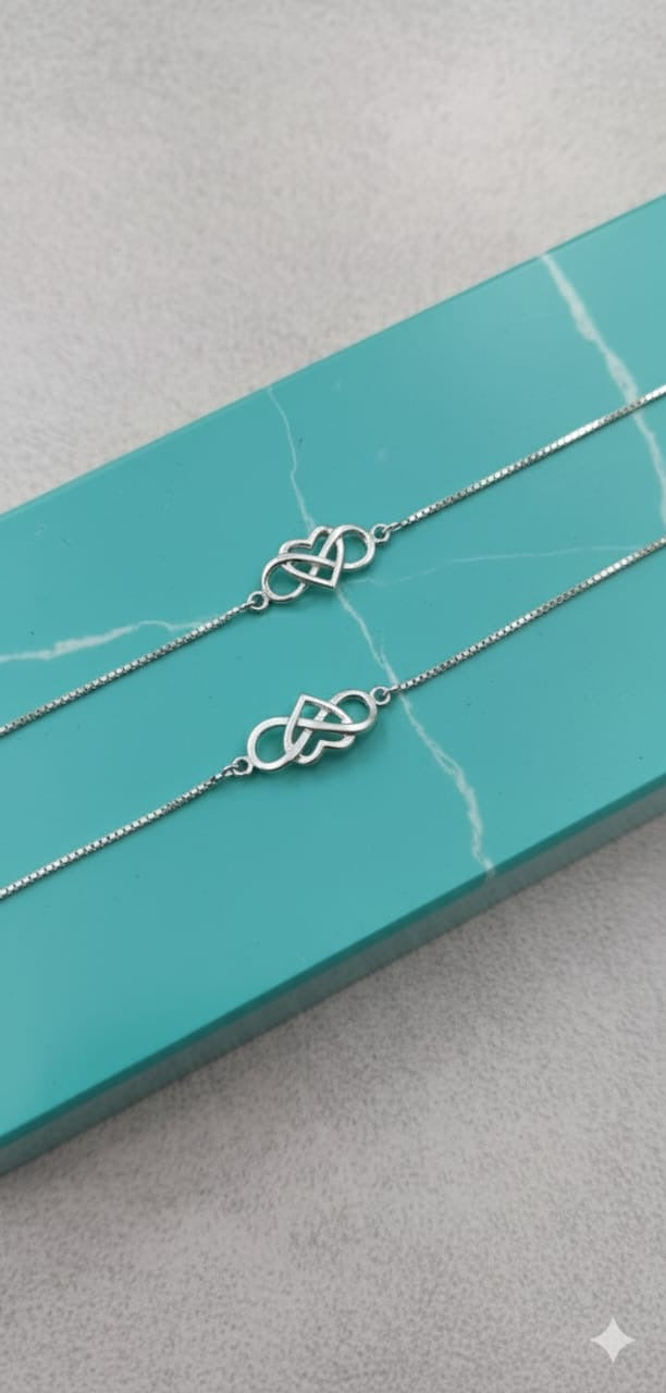Infinity Heart Anklet - 925 Sterling Silver - Single