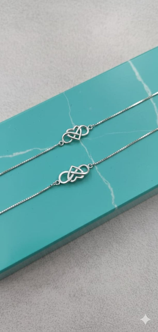Infinity Heart Anklet - 925 Sterling Silver - Single