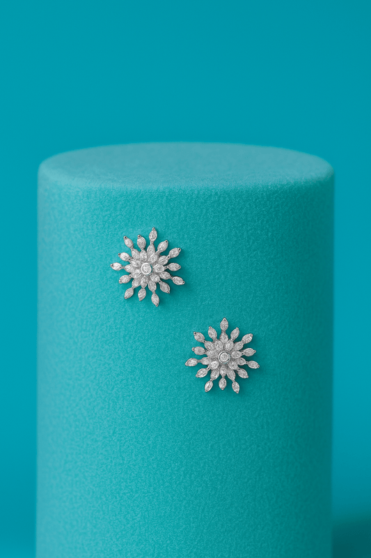 Radiant Bloom Stud Earrings- 925 Silver