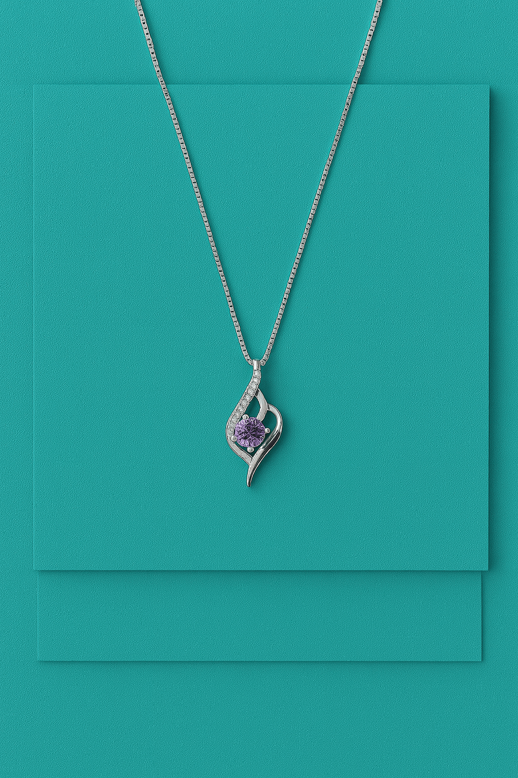 Amethyst Spark Flame Pendant – 925 Silver