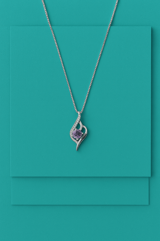 Amethyst Spark Flame Pendant – 925 Silver