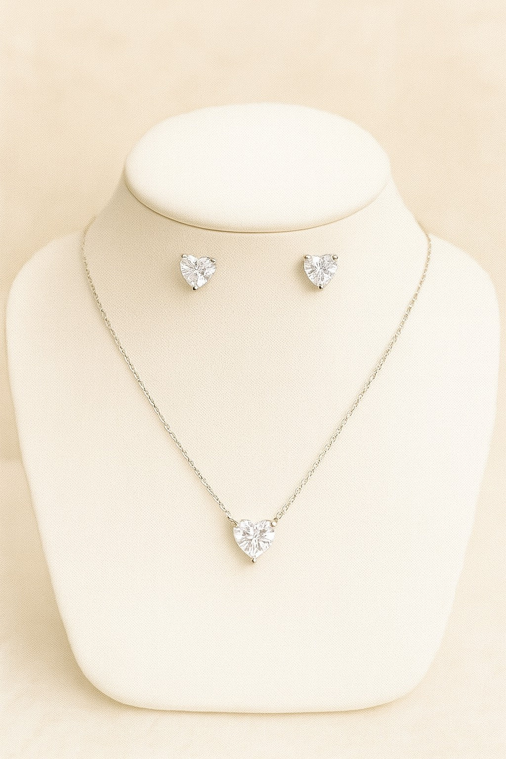 Heartful Sparkle Solitaire Set - 925 Silver