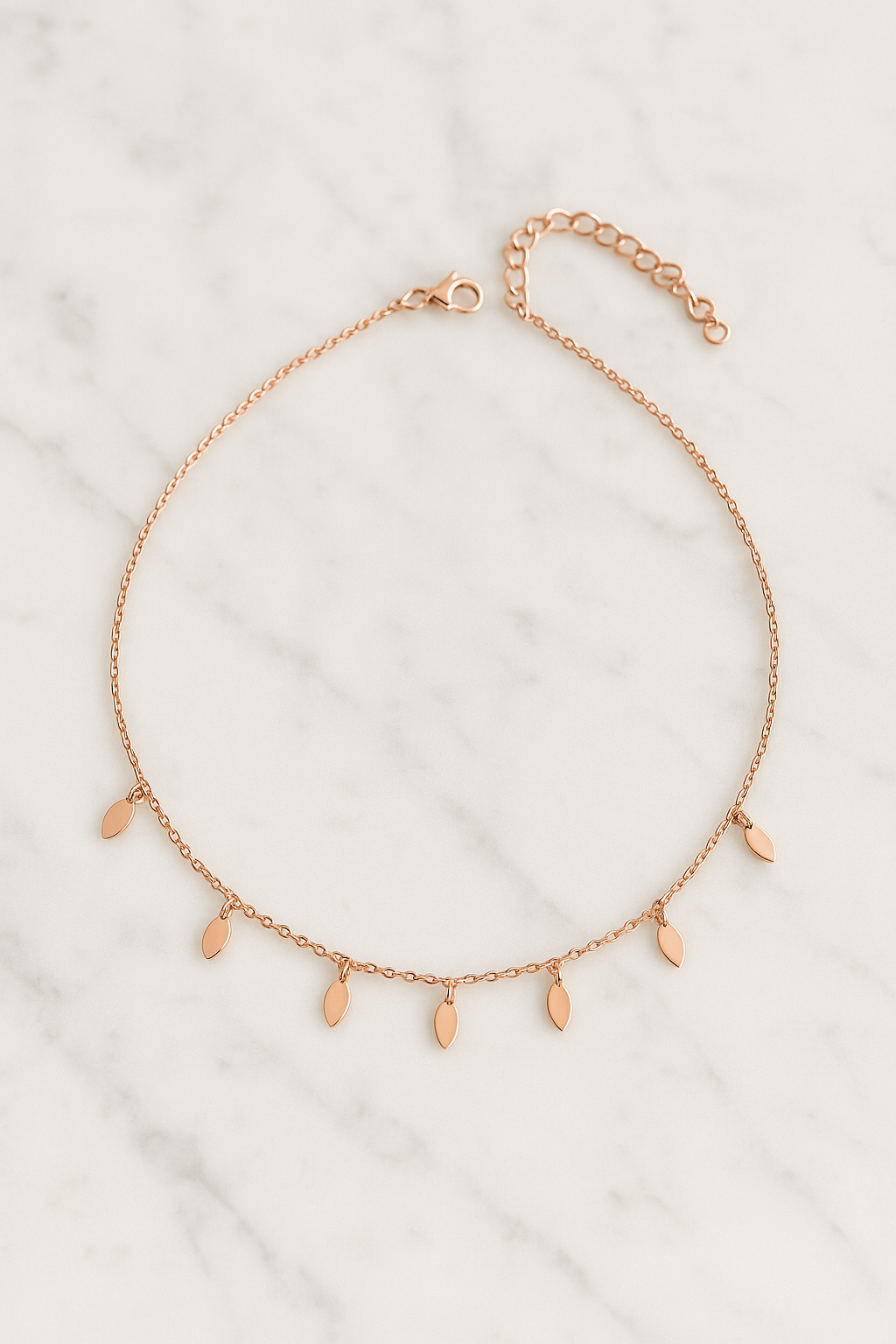 Rose Gold Dangling Charm Necklace - made with Pure 925 Silver