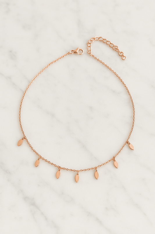 Rose Gold Dangling Charm Necklace - made with Pure 925 Silver
