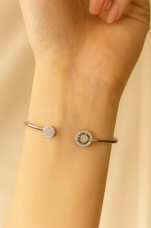 Cluster Sparkle Silver Cuff Bracelet - 925 Silver