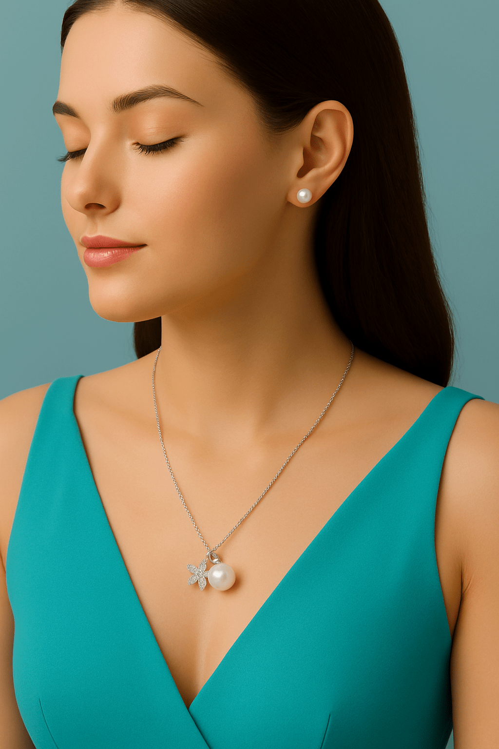Starfish & Pearl Charm Necklace – 925 Silver