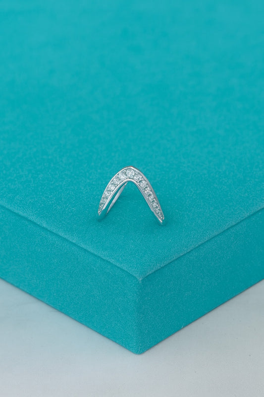 Tivara V-Shape Solitaire Accent Vanki Ring – 925 Silver