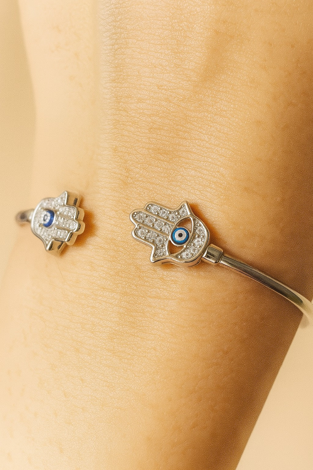 Hamsa Evil Eye Kada Bracelet- 925 Silver