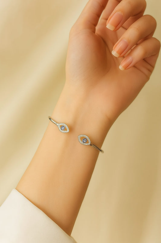 Dual Marquise Solitaire Kada Bracelet- 925 Silver