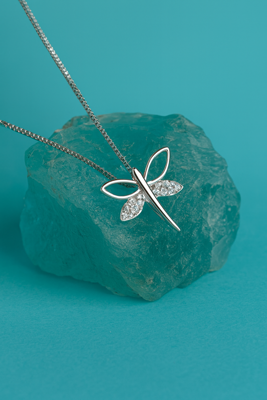 Dragonfly Elegance Pendant in 925 Sterling Silver