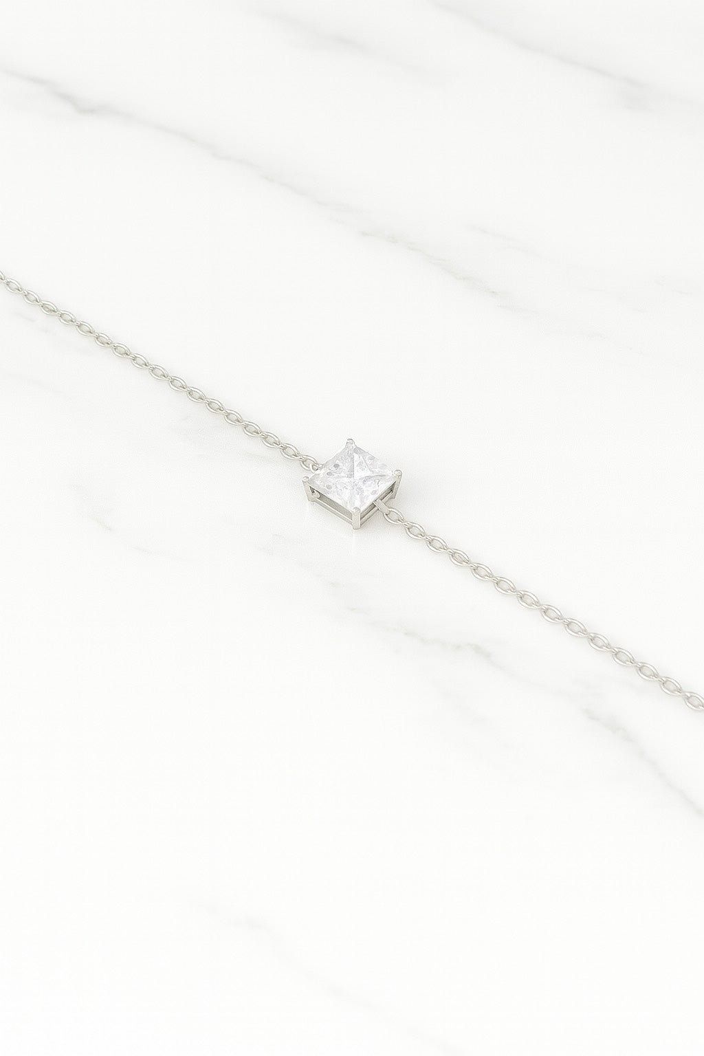 Princess-Cut Solitaire Bracelet - 925 Silver